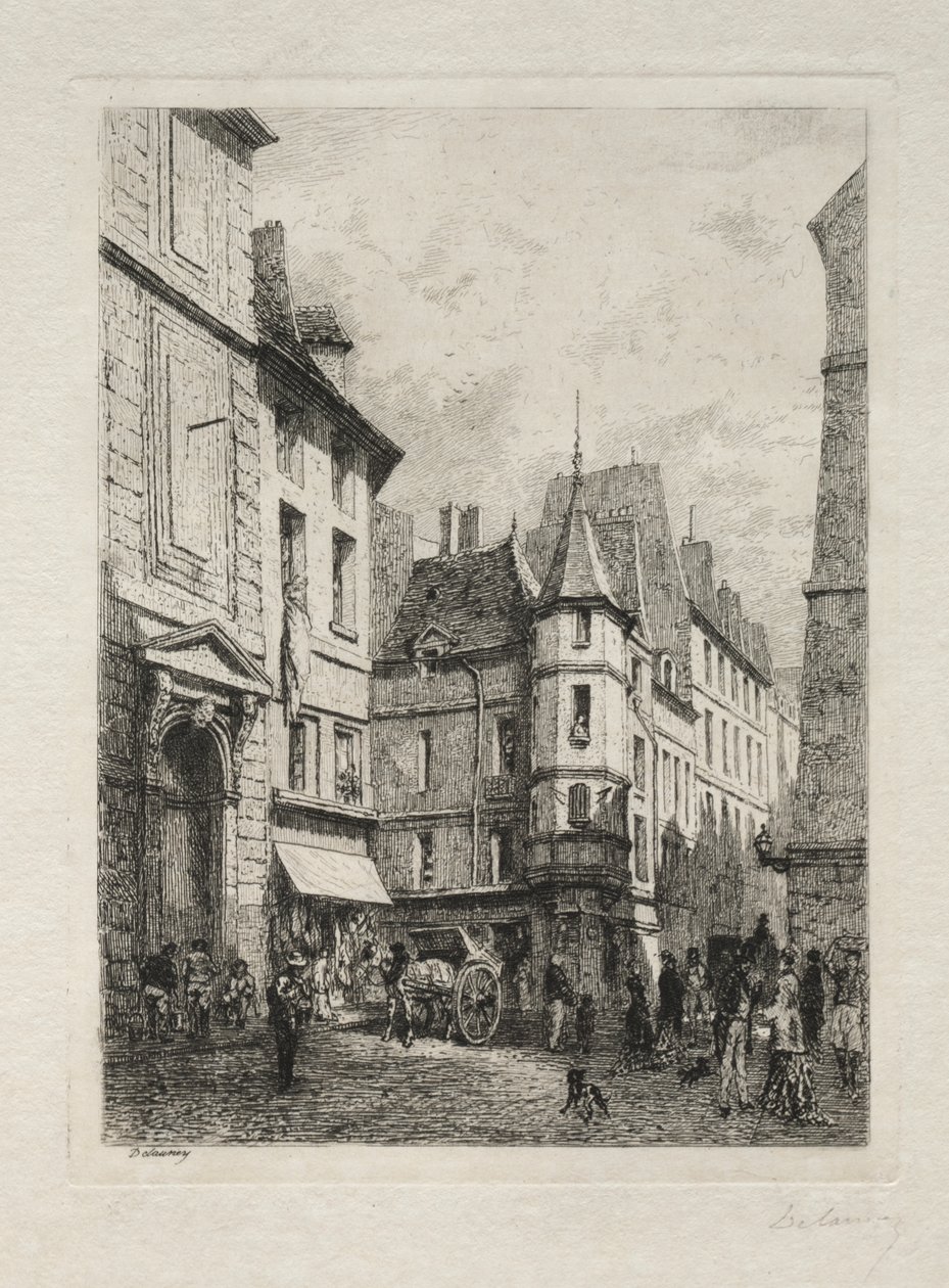 هدم برج النافورة Rue d'Ecole de Medicines في عام 1877 بواسطة ألفريد الكسندر ديلوني