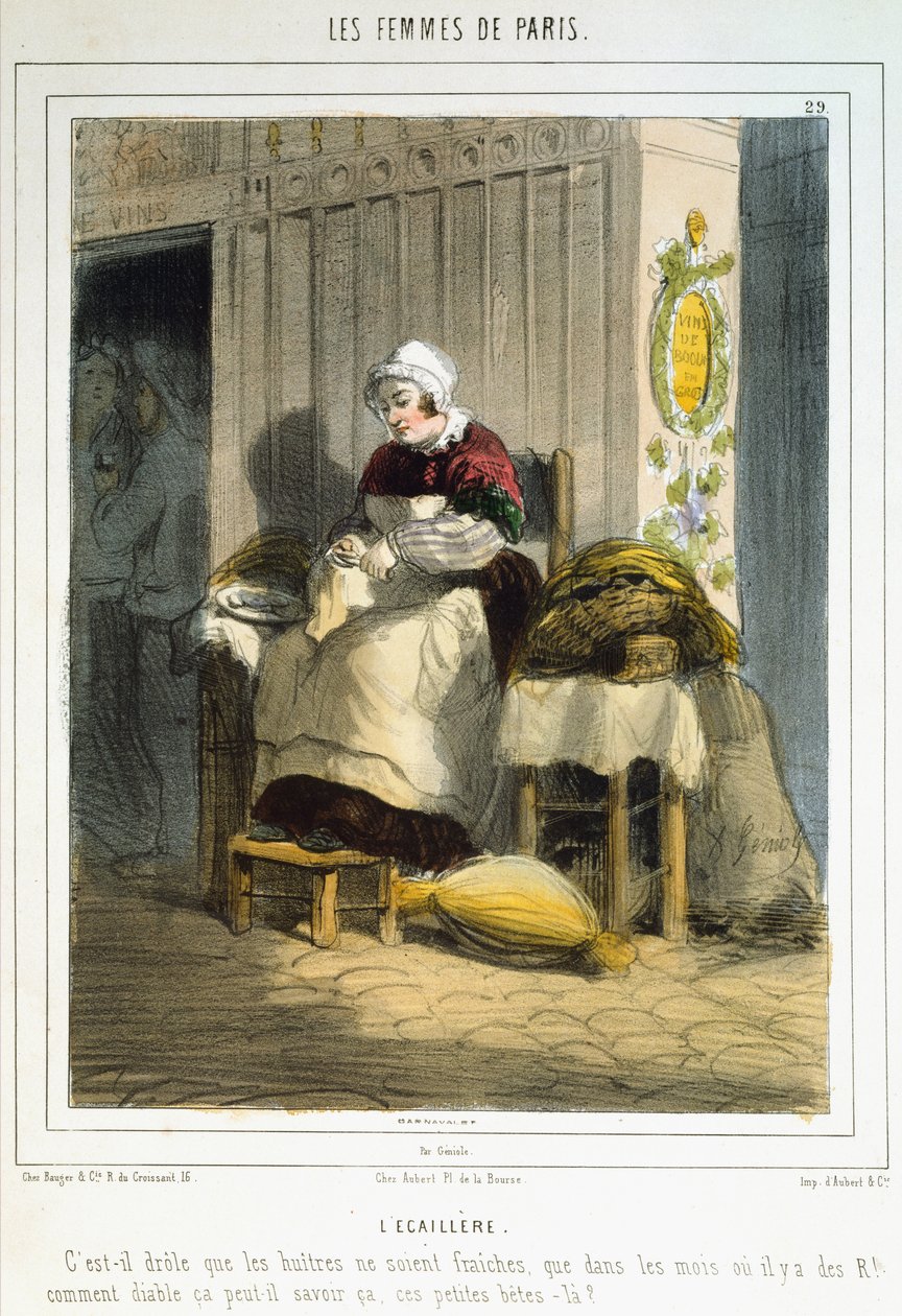 بائع المحار ، من Les Femmes de Paris ، 1841-1842 بواسطة ألفريد أندريه جينيول