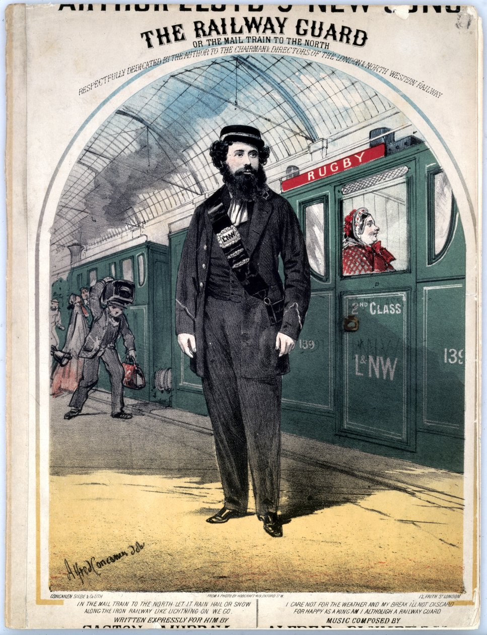 حرس السكة الحديد ، غلاف للموسيقى ورقة لأغنية فيكتورية شعبية بقلم C. Plowman ، 1870 بواسطة الفريد كونكانين