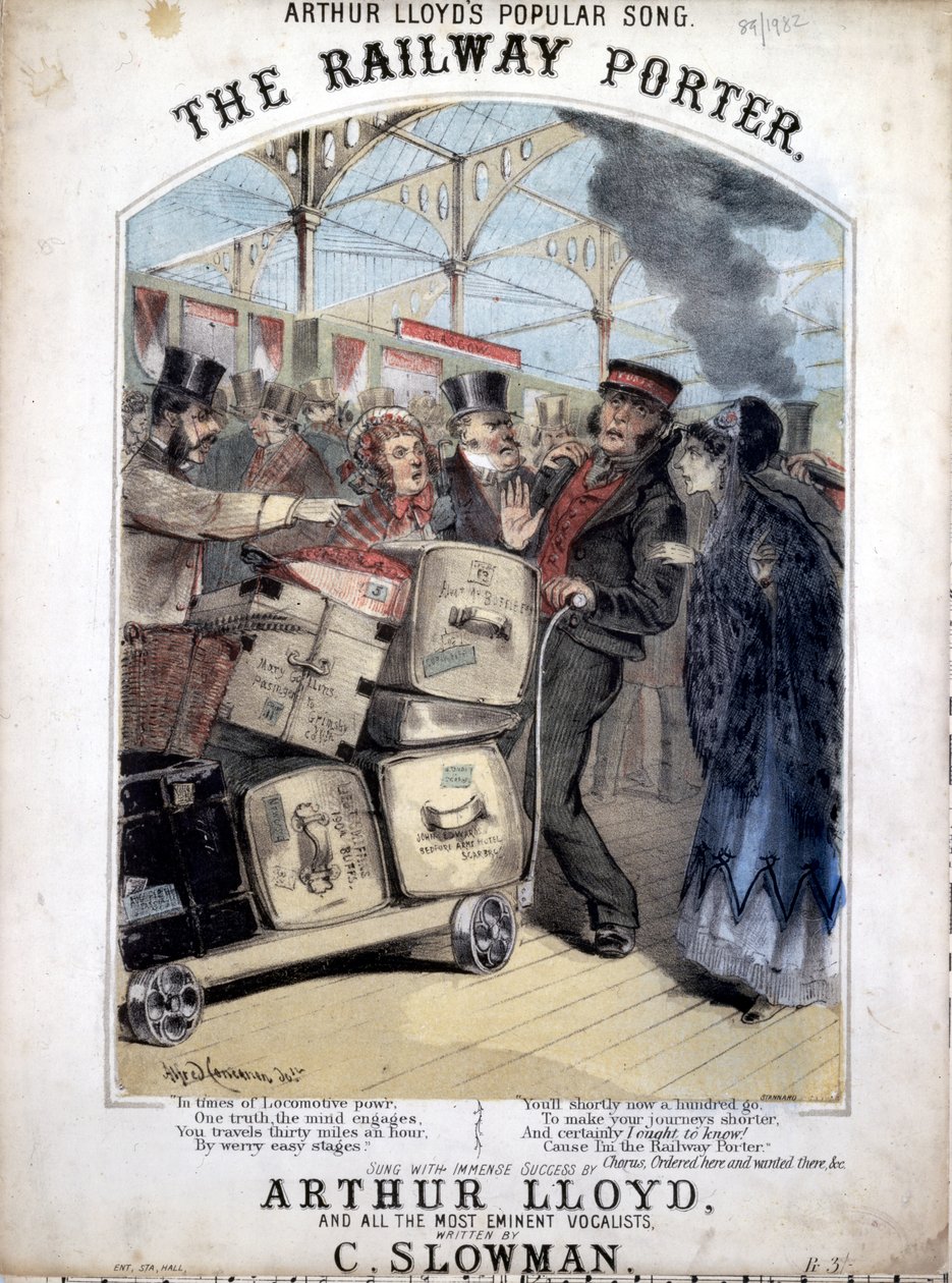The Railway Porter ، غلاف النوتة الموسيقية لأغنية فيكتوريا الشهيرة بواسطة C. Plowman ، 1870 بواسطة الفريد كونكانين