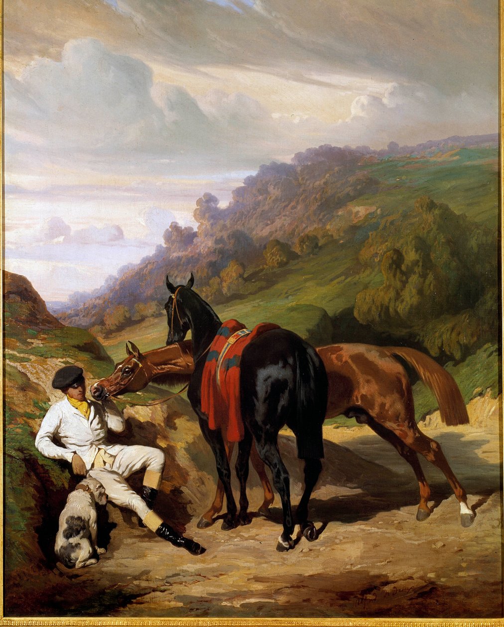 الفتى الأبيض وخيوله لوحة للفريد دي درو (1810-1860). القرن ال 19. مجموعة خاصة بواسطة ألفريد ديدرو
