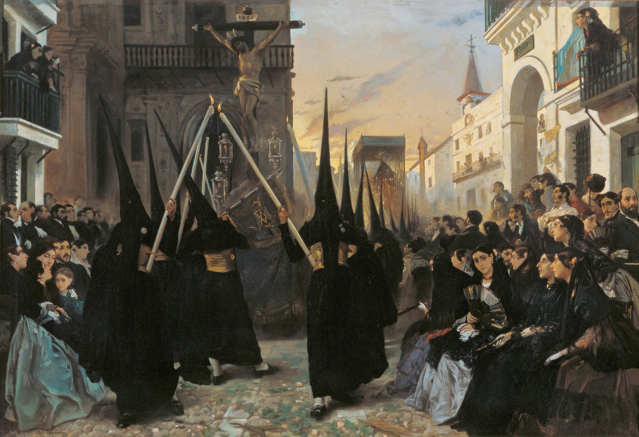 موكب على طول شارع كالي جينوفا - ديهودينك ، ألفريد (1822-1882) - 1851 - زيت على قماش - 112 × 162 - متحف كارمن تيسين ، ملقة بواسطة ألفريد دهودنسك