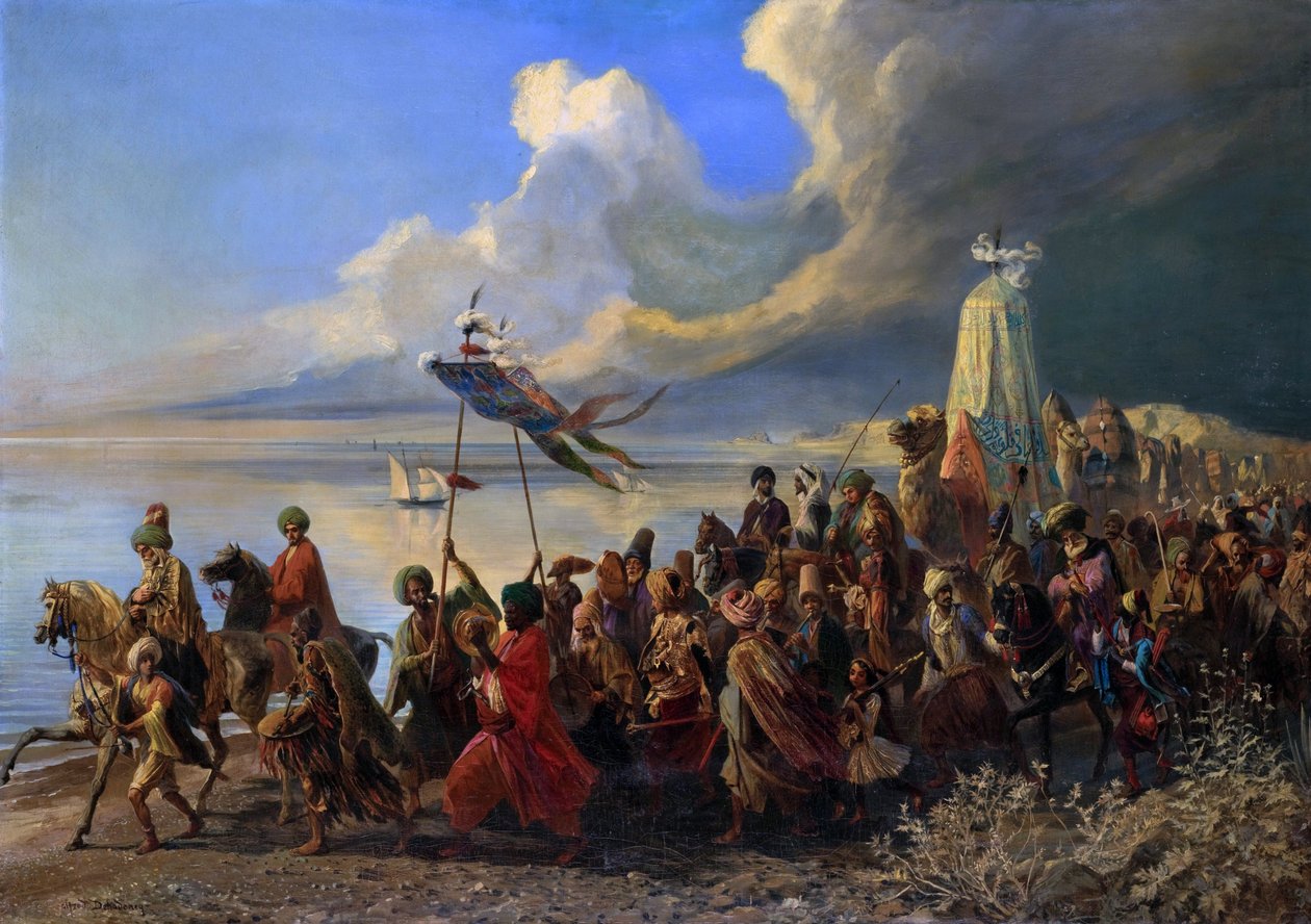 الحج إلى الأماكن المقدسة المزعومة لمدينة مكة في المملكة العربية السعودية - الحج - رسم ألفريد (إدمي أليكسيس ألفريد) DEHODENCQ (1822-1882) - مجموعة خاصة - بواسطة ألفريد دهودنسك