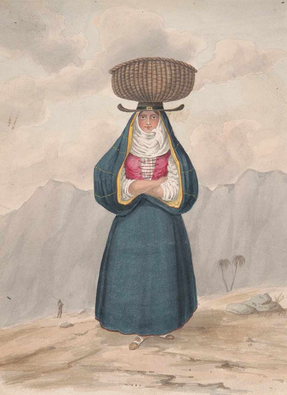امرأة فلاحية تحمل سلة على رأسها - لا بالما ، 1828 بواسطة ألفريد ديستون