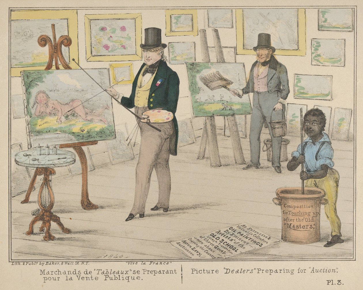 Vive la France ، تجار الصور يستعدون لبيع الصور العامة ، 1840. بواسطة ألفريد إي بيكر