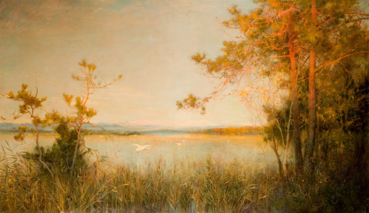 Reedy Mere And Sunlit Hills ، 1890-1891. بواسطة ألفريد إدوارد إيست