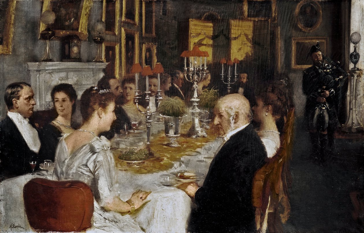 عشاء في Haddo House بواسطة ألفريد إدوارد إمسلي