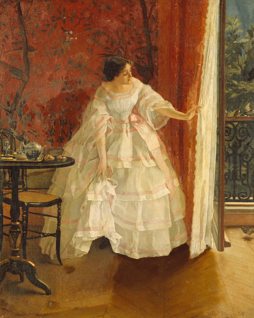 سيدة في نافذة لتغذية الطيور ، c.1859 بواسطة ألفريد إميل ستيفنز