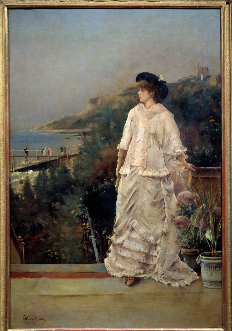 صورة لامرأة على شرفة بجانب البحر رسمها ألفريد ستيفنز (1823-1906) 1882 صن. 1،1x0،66 م باريس ، متحف دورسيه بواسطة ألفريد إميل ستيفنز