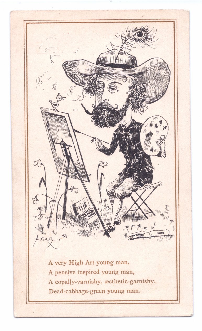 Victorian Greeting Card of an Aesthetic artist painting a picture, c.1881 (monochrome) بواسطة ألفريد جراي