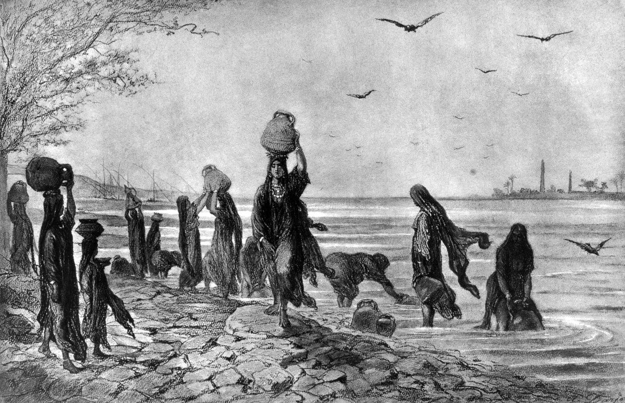 الفلاحات عند حافة النيل 1872 بواسطة ألفريد هنري دارجو