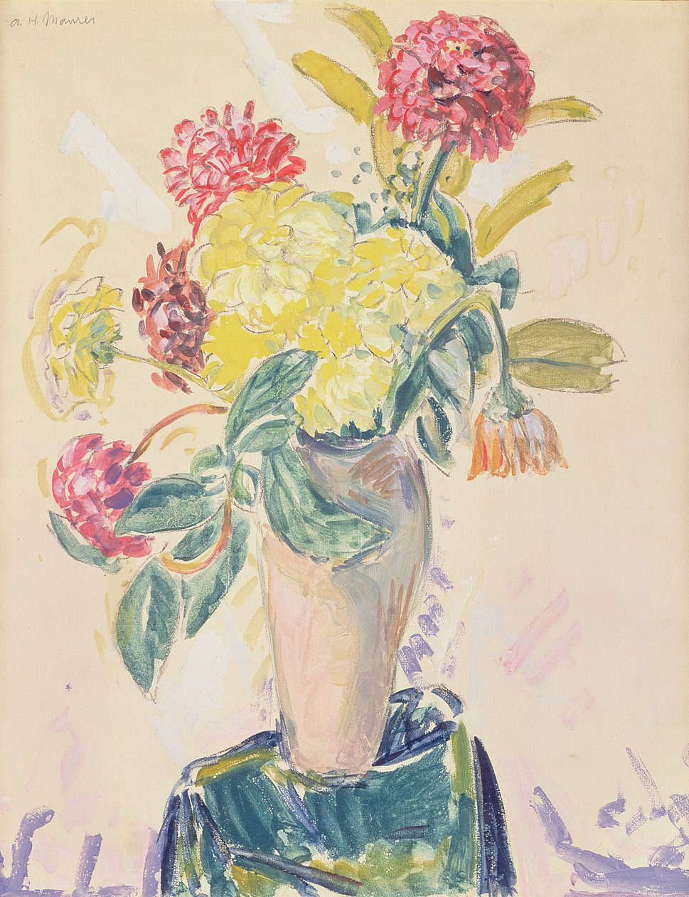 Zinnias ، c.1926 (مرحاض ، الغواش والفحم على الورق) بواسطة ألفريد هنري ميسون