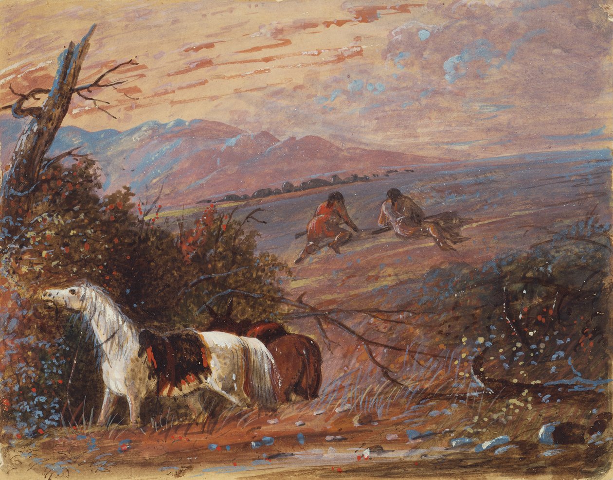 تقترب من الجاموس ، حوالي 1858 (ألوان مائية وغواش على ورق) بواسطة ألفريد جاكوب ميلر