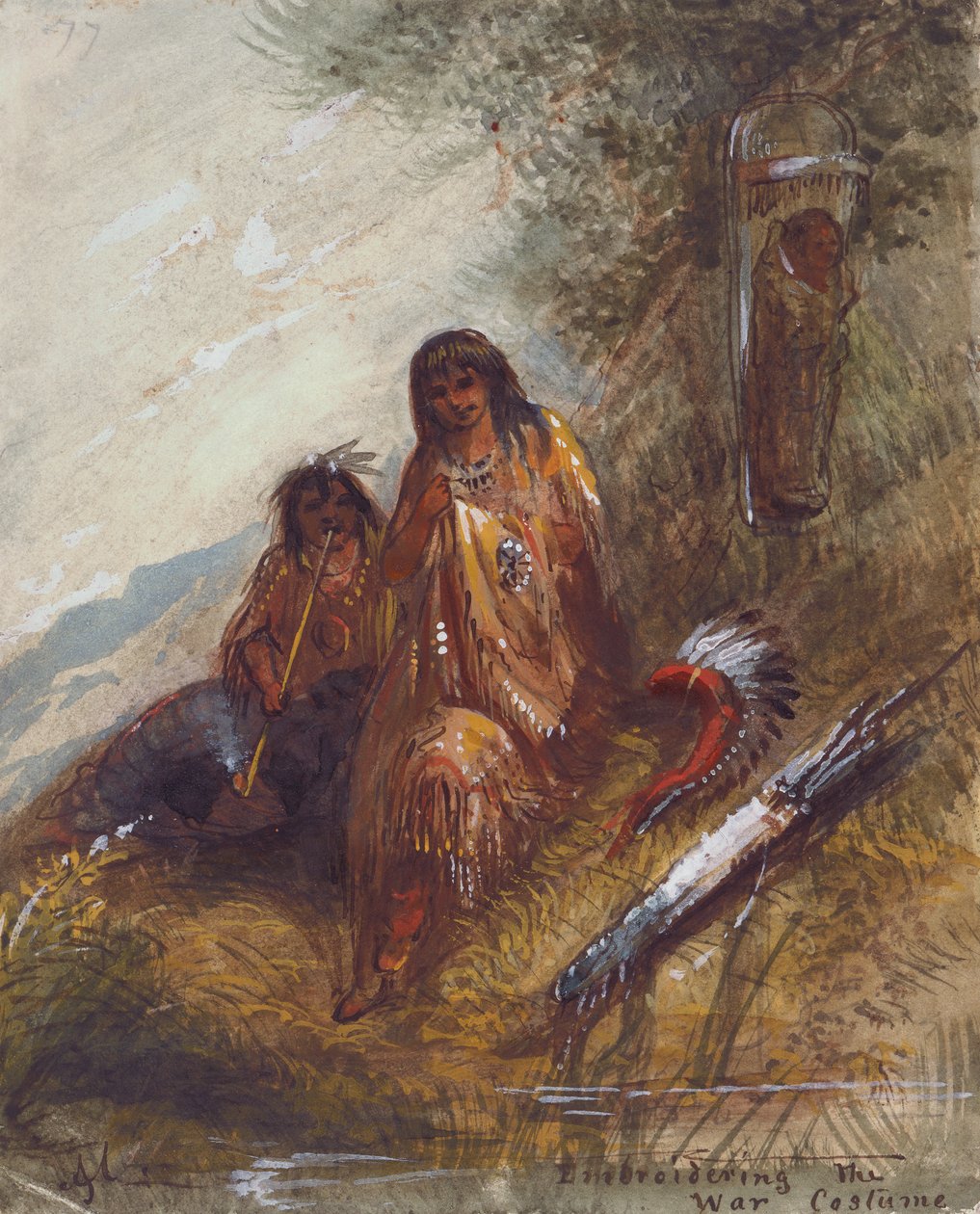 تطريز زي الحرب ، حوالي 1837 (ألوان مائية وغواش على ورق) بواسطة ألفريد جاكوب ميلر