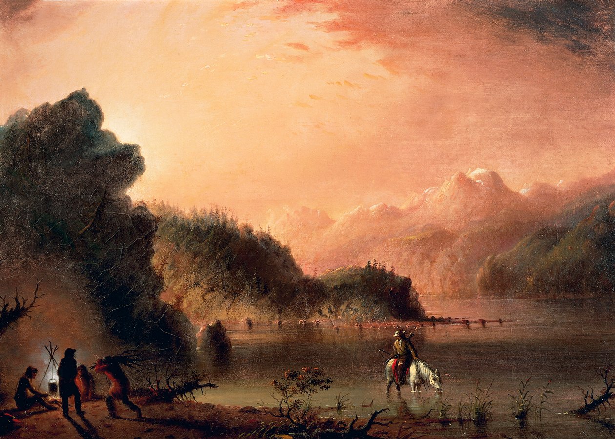 في جبال روكي ، حوالي عام 1838 ، بقلم ألفريد جاكوب ميلر (1810-1874) ، زيت على قماش ، 36.5 × 50.8 سم بواسطة ألفريد جاكوب ميلر