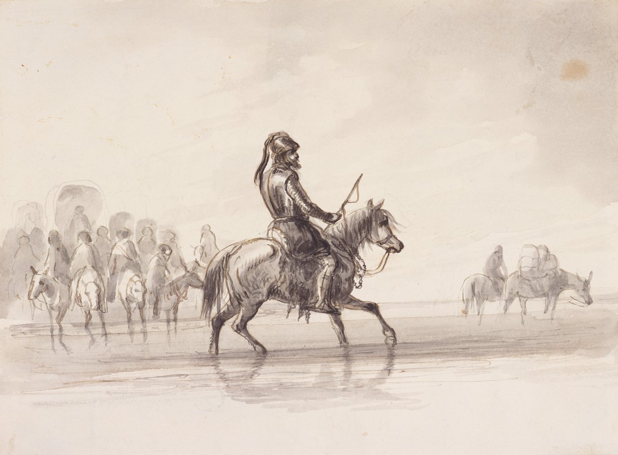 جيم بريدجر ، في بدلة من درع اللغة الإنجليزية ، حوالي عام 1837 (قلم وحبر وغسل على ورق) بواسطة ألفريد جاكوب ميلر