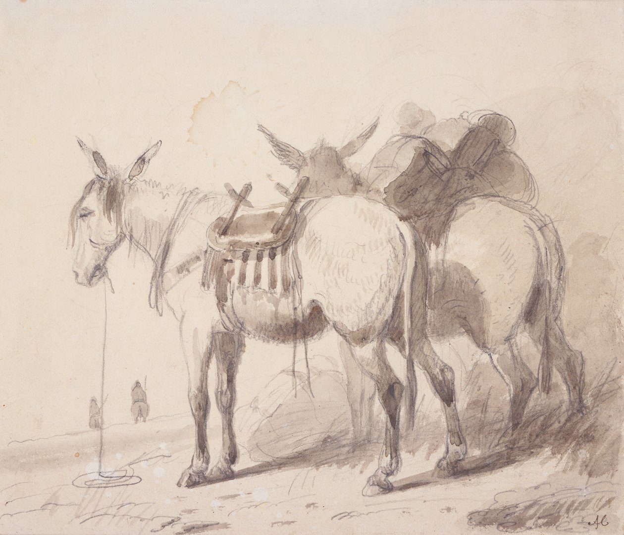 معدات البغل ، حوالي 1837 (قلم رصاص وغسل على ورق) بواسطة ألفريد جاكوب ميلر