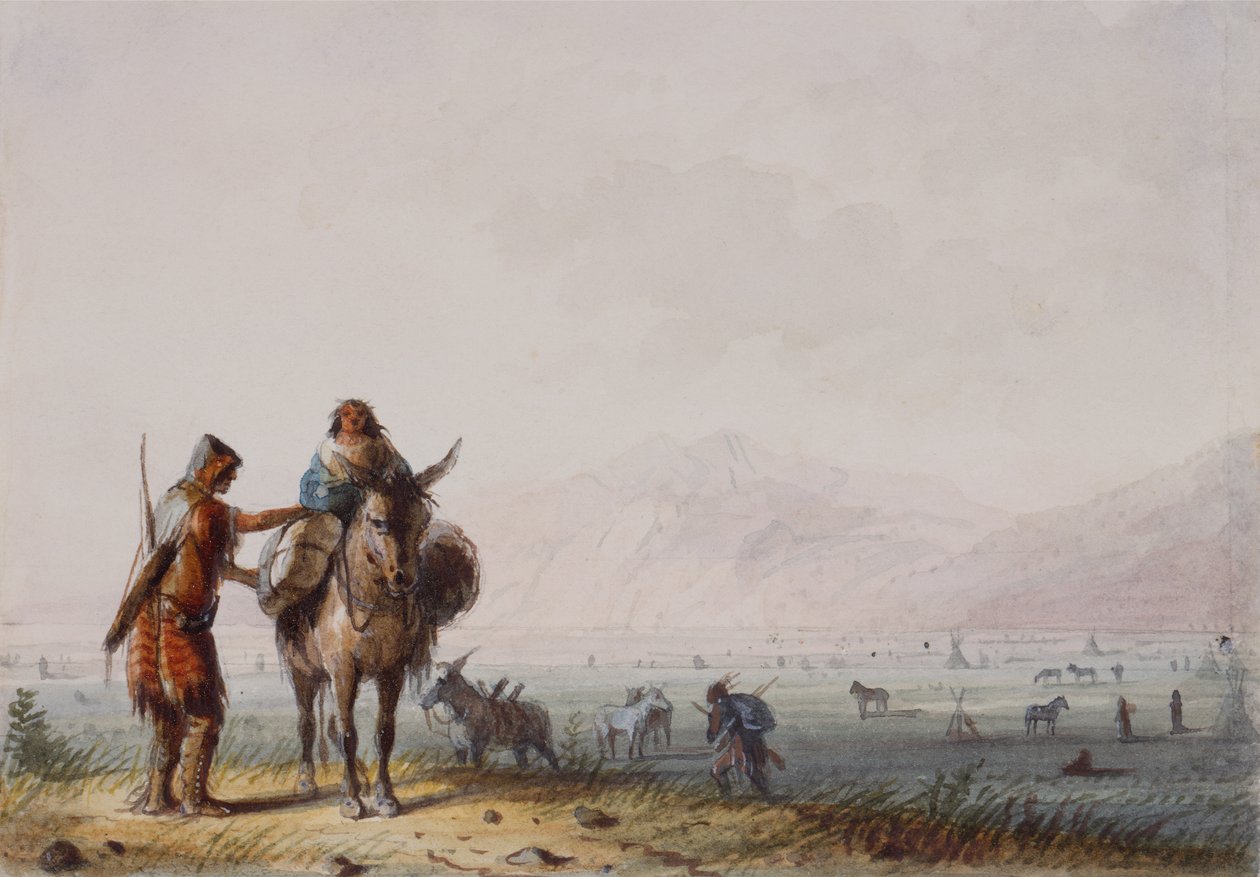 Shoshone Root Diggers ، حوالي 1837 (قلم وحبر وألوان مائية على ورق) بواسطة ألفريد جاكوب ميلر