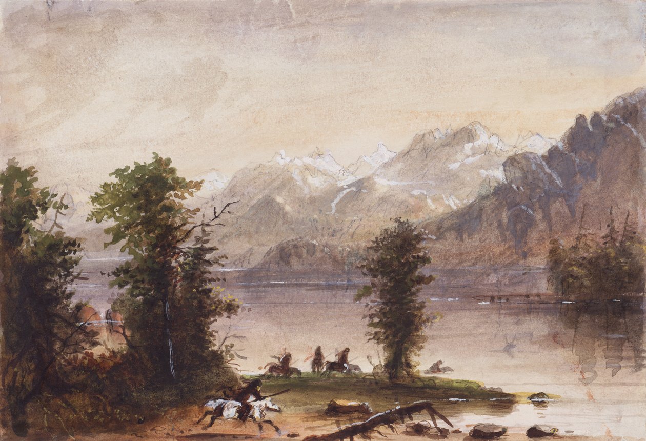جبال ويند ريفر ، حوالي عام 1837 (قلم رصاص وألوان مائية وغواش على ورق) بواسطة ألفريد جاكوب ميلر