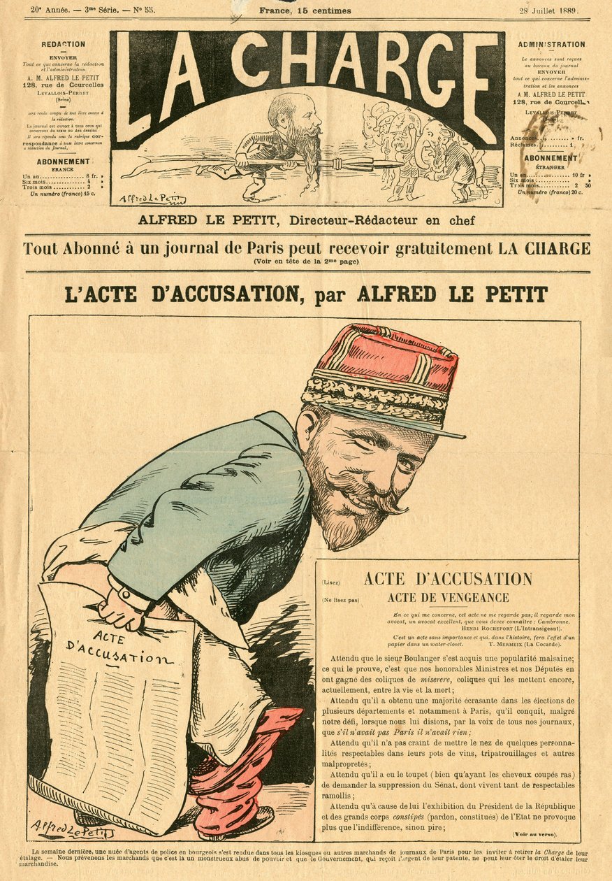 غلاف "" La Charge (1888) "، ساخر في الألوان بواسطة ألفريد لو بيتيت