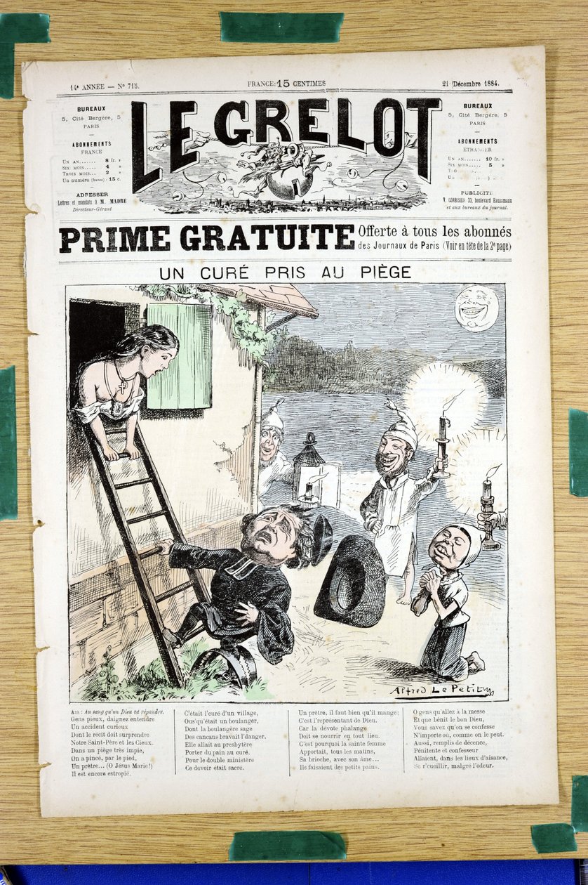غلاف "" Le Grelot "" ، numbero 718 ، Satirique en Colours بواسطة ألفريد لو بيتيت