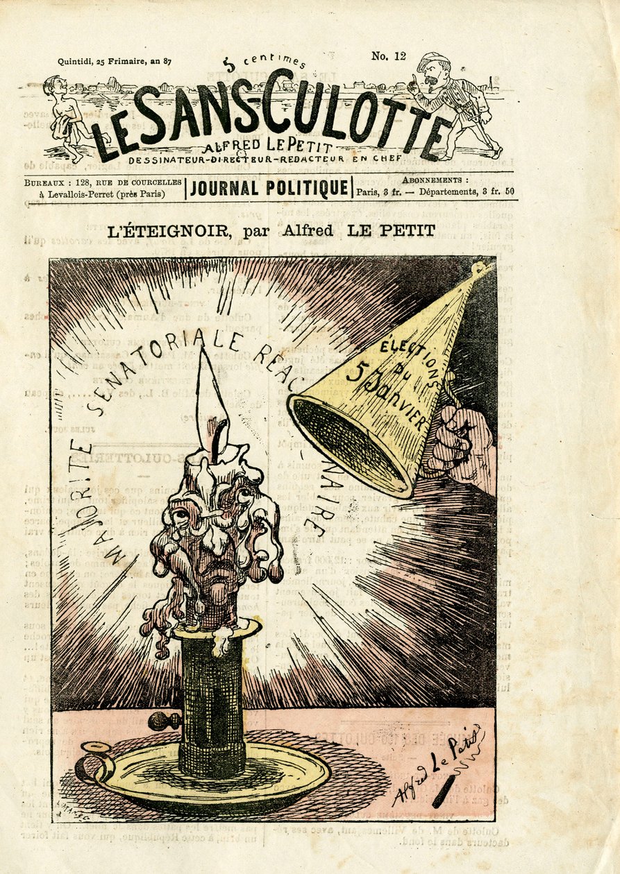 غلاف "" Le Sans-Panlotte "، رقم 12 ، Satirique en Couleurs بواسطة ألفريد لو بيتيت