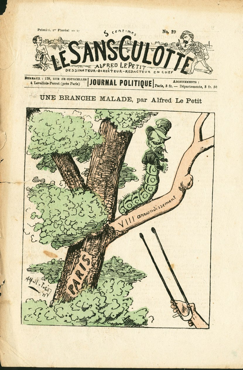 غلاف "" Le Sans-Panlotte "، رقم 29 ، Satirique en Couleurs بواسطة ألفريد لو بيتيت