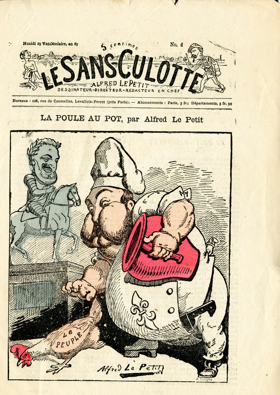 غلاف "" Le Sans-Panlotte "، رقم 4 ، Satirique en Colors بواسطة ألفريد لو بيتيت