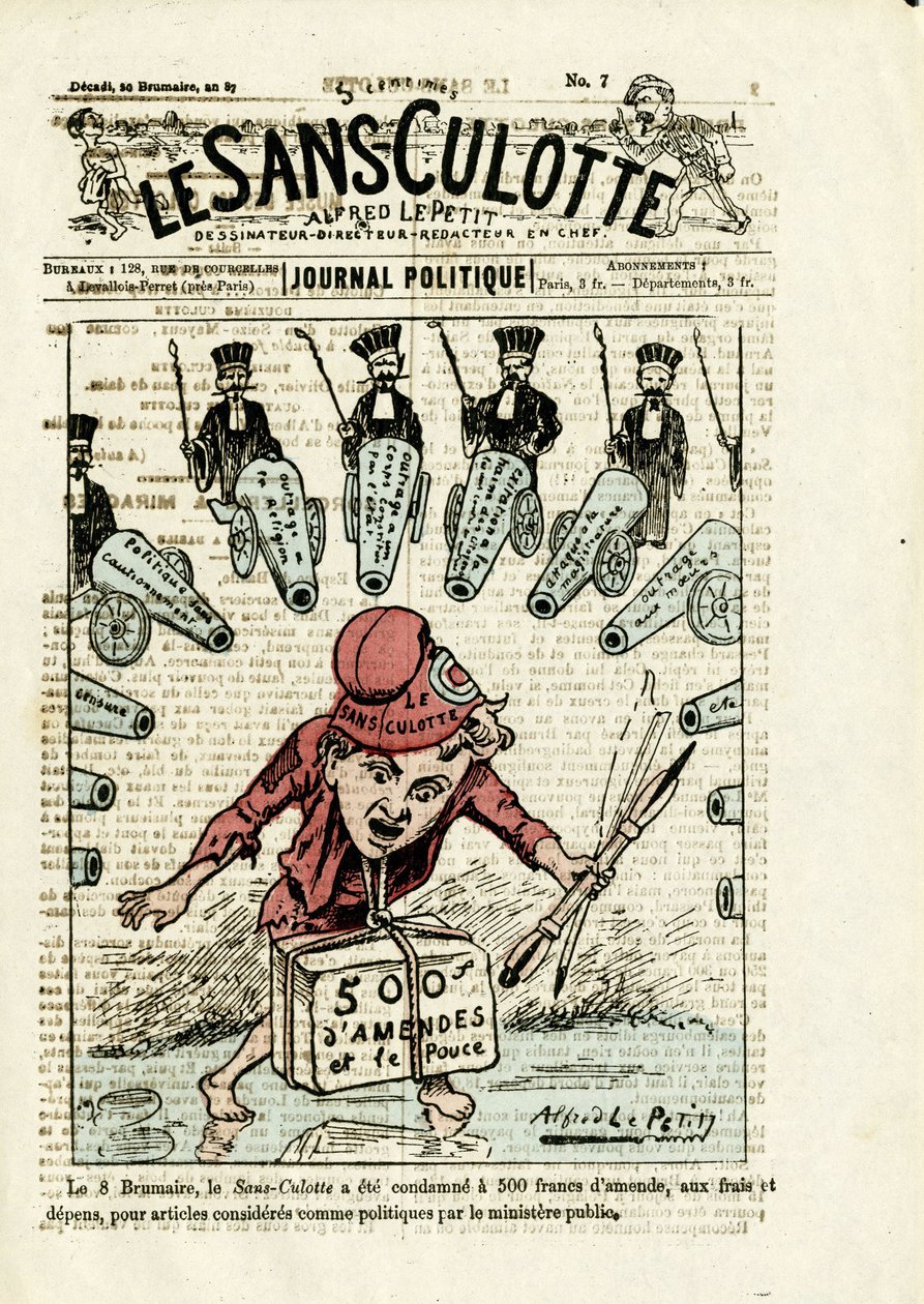 Illustration for the Cover of Le Sans-culotte, No. 7 بواسطة ألفريد لو بيتيت