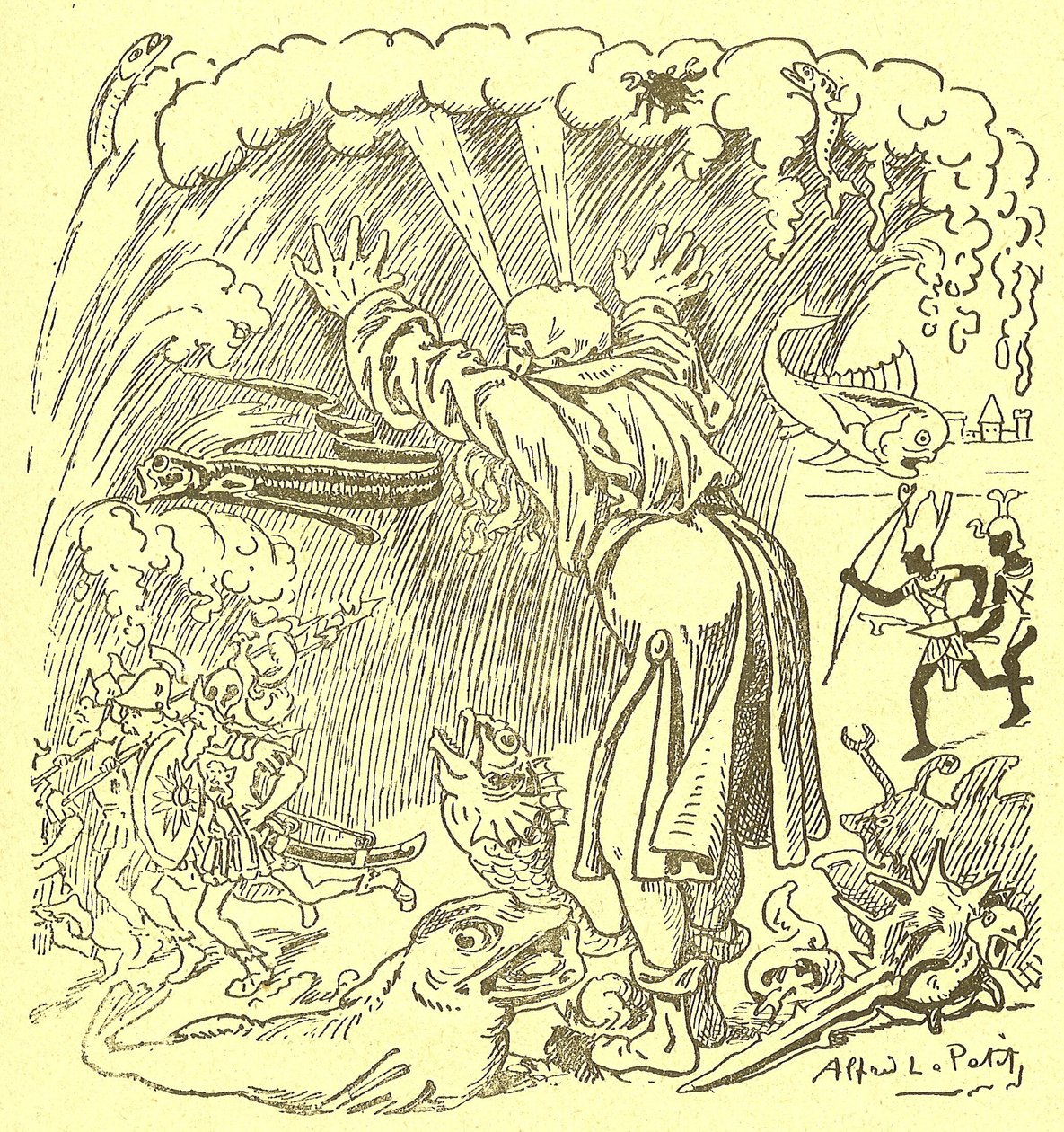 رسم توضيحي لألفريد لو بيت (1841-1909) في علاج Gros-Jean et son بواسطة ألفريد لو بيتيت