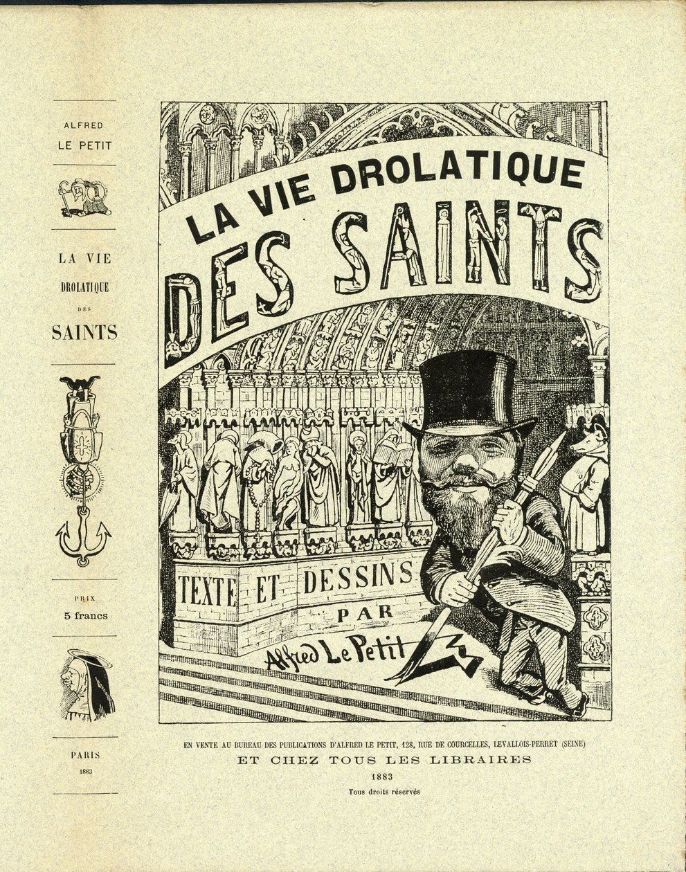 Illustration of Alfred The Little (1841-1909) in The Drolatic Life of the Saints - Drawers, Self Portrait - Saints - The Little Alfred بواسطة ألفريد لو بيتيت