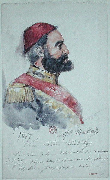 السلطان عبد العزيز (1830-1876) 1867 (ألوان مائية على ورق) بواسطة ألفريد مويلارد