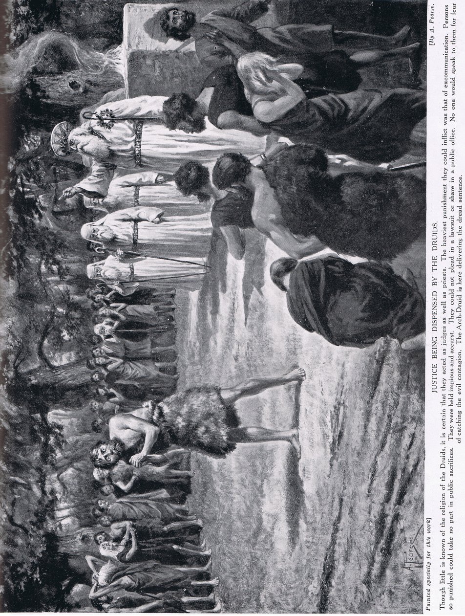العدالة التي يستغني عنها الدرويد ، توضيح من "تاريخ الأمم في هتشنسون" ، ج .1910 بواسطة ألفريد بيرس