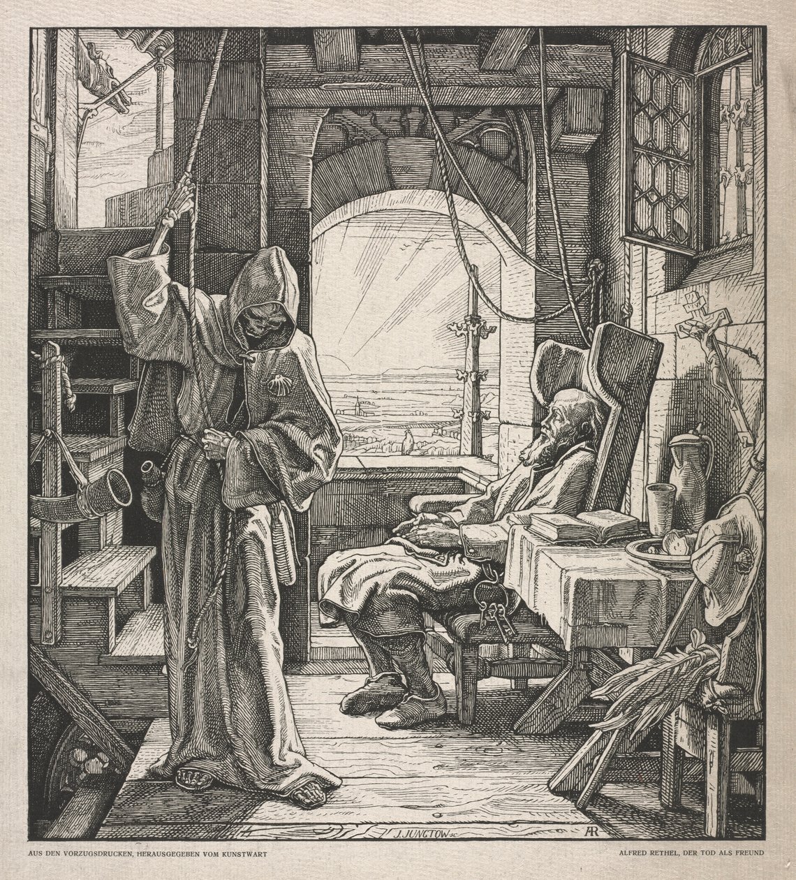 رقصة الموت: الموت كصديق ، 1850. بواسطة ألفريد ريتيل
