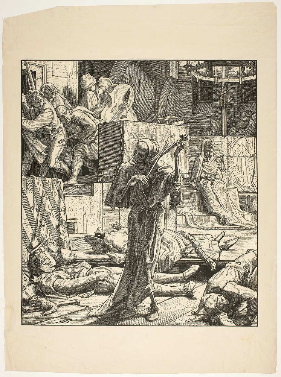 موت الخانق ، أول اندلاع للكوليرا في كرة مقنعة في باريس ، 1831 بواسطة ألفريد ريتيل