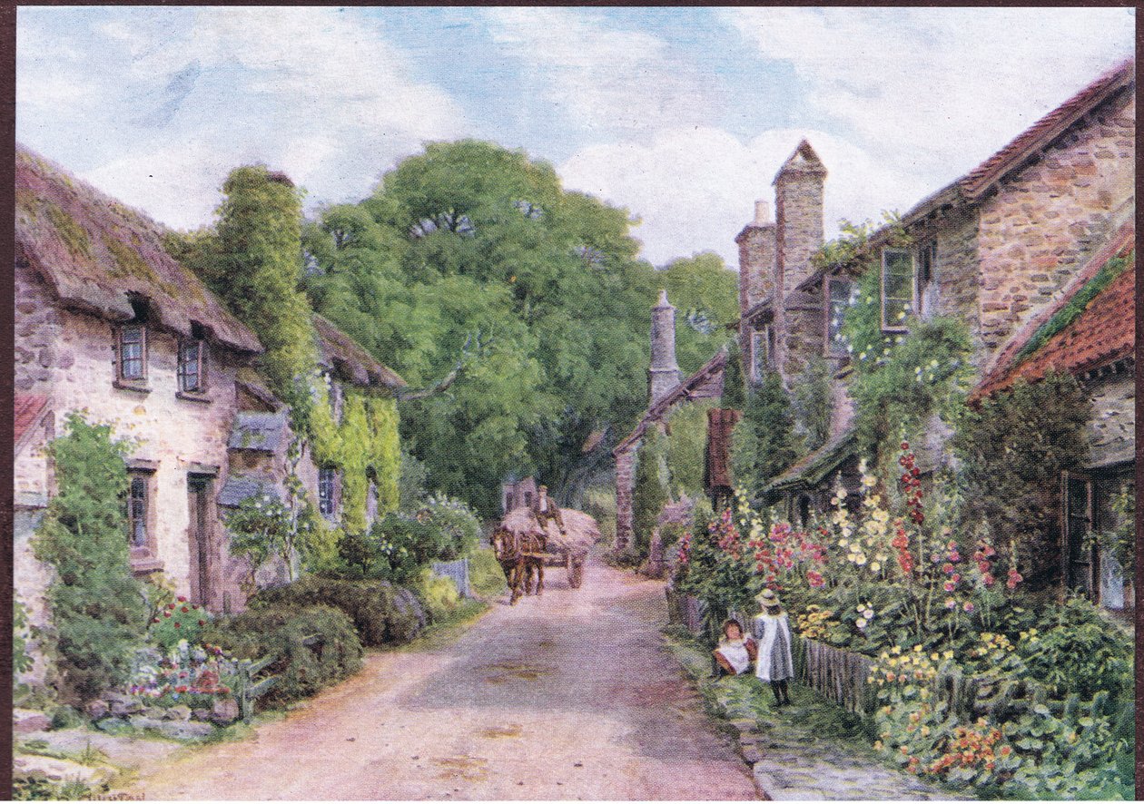 روسينجتون ، بالقرب من بورلوك ، سومرست ، من The Cottages and the Village Life of Rural England تم نشره بواسطة Dent & Sons Limited بواسطة ألفريد روبرت كوينتون