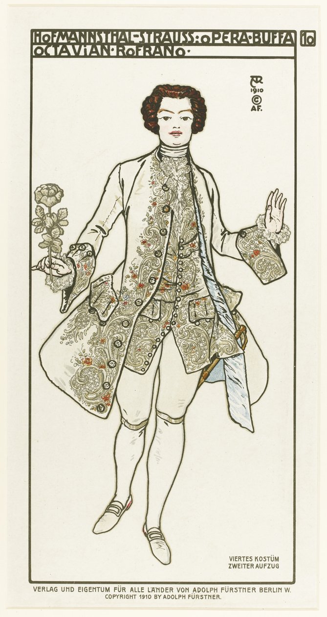 تصميم الأزياء للأوبرا دير Rosenkavalier فارس الورود بقلم ريتشارد شتراوس ، 1910 بواسطة ألفريد رولر