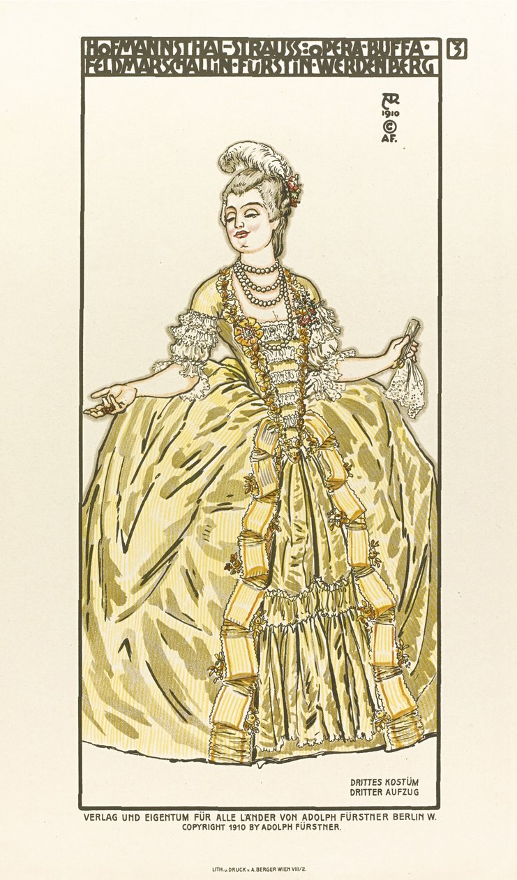 تصميم الأزياء للأوبرا دير Rosenkavalier فارس الورود بقلم ريتشارد شتراوس ، 1910 بواسطة ألفريد رولر