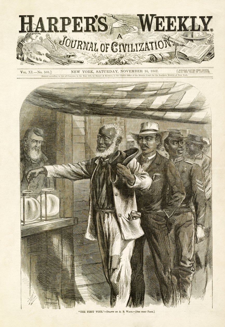 التصويت الأول ، حانة. هاربرز ويكلي ، 1867 بواسطة ألفريد رودولف واود