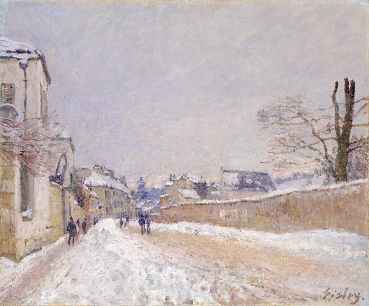 Rue Eugène Moussoir at Moret: Winter، 1891. بواسطة الفريد سيسلي