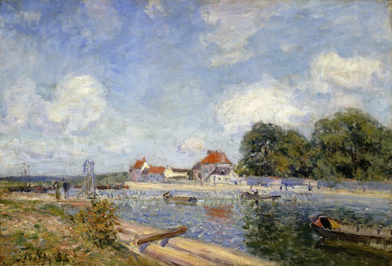 ال Weir على ال Loing في Saint-Mammes ؛ Le Barrage du Loing a Saint-Mammes ، 1885 بواسطة الفريد سيسلي