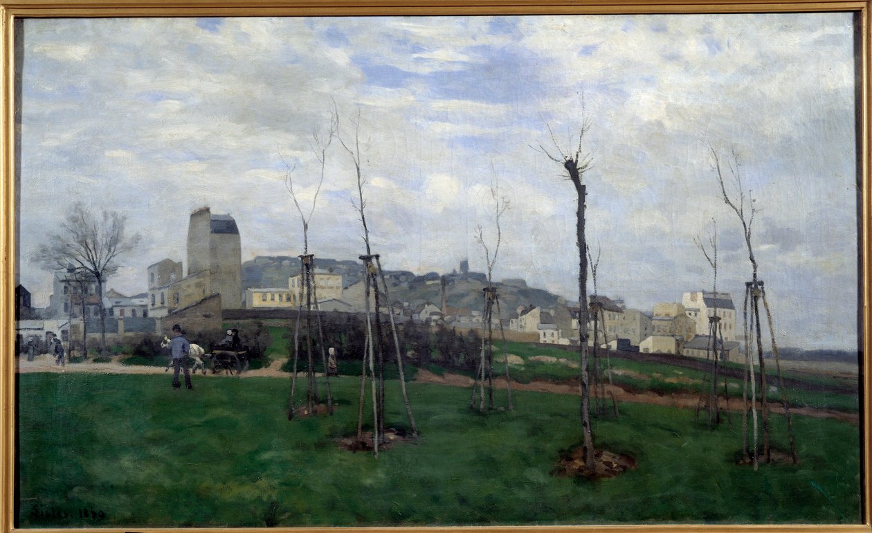 منظر لمونمارتر مأخوذ من مدينة الزهور في Batignolles لوحة ألفريد سيسلي (1839-1899) 1869 صن. 0،7x1،17 م غرونوبل ، متحف الفنون الجميلة بواسطة الفريد سيسلي