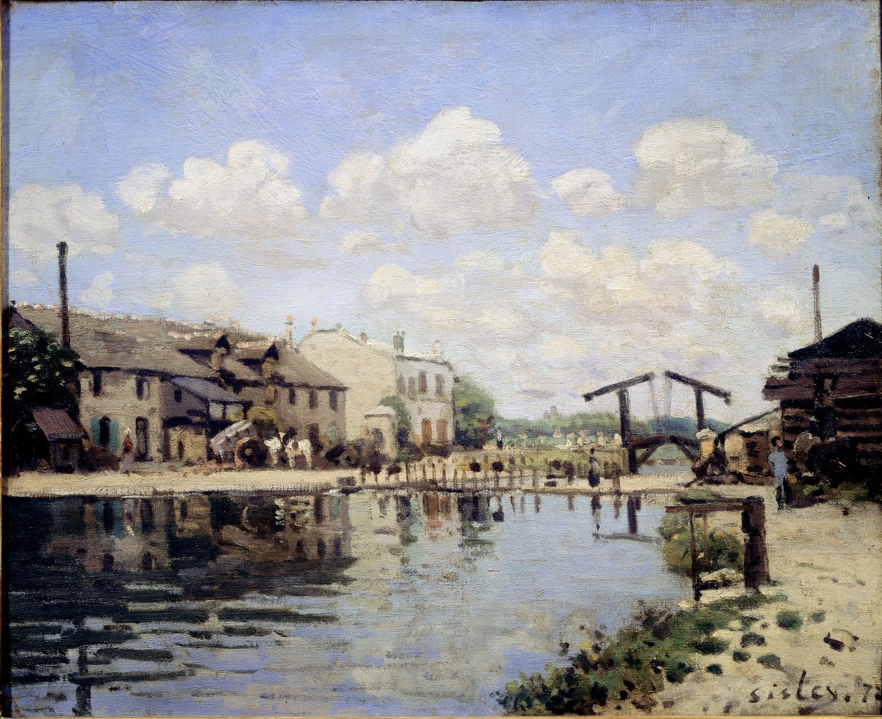 منظر لقناة سانت مارتن عام 1872. منظر للسد - زيت على قماش بواسطة الفريد سيسلي