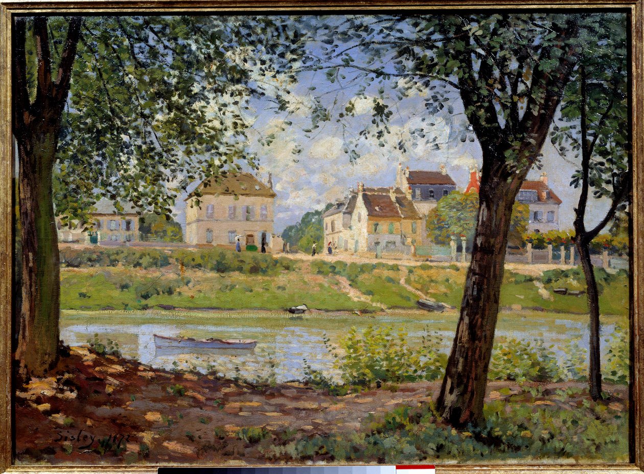 Villeneuve La Garenne أو قرية على ضفاف نهر السين. لوحة للفريد سيسلي (1839-1899) بواسطة الفريد سيسلي