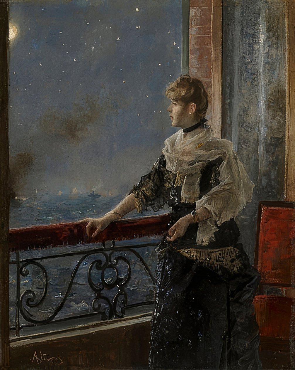 ضوء القمر (Au clair de la lune). حوالي عام 1885 بواسطة ألفريد إميل ستيفنز
