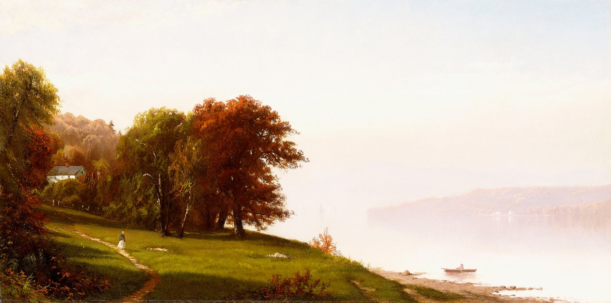 منظر طبيعي على هدسون ، ج .1865 بواسطة ألفريد طومسون بريشر