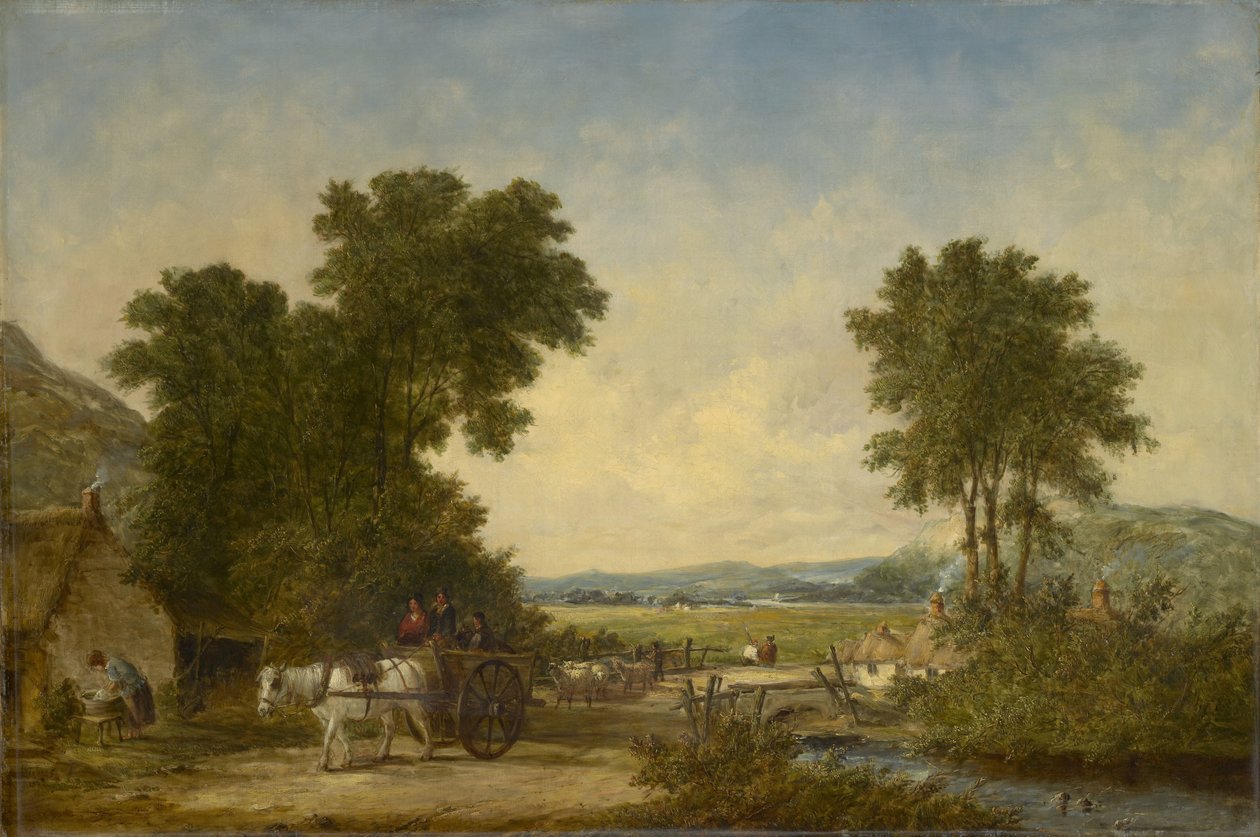منظر طبيعي مشجر مع صور في عربة ، c.1855 بواسطة ألفريد فيكرز