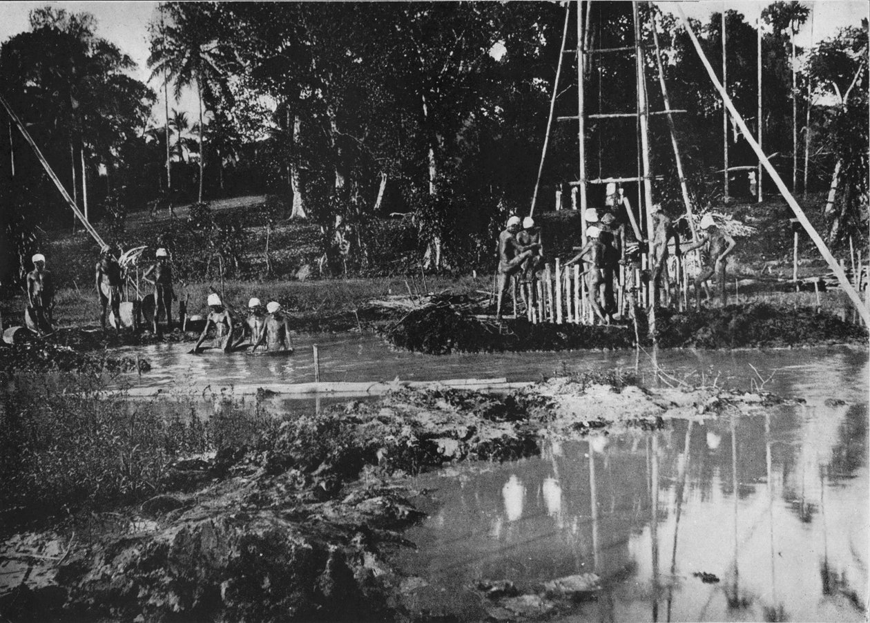 تعدين الأحجار الكريمة ، سيلان ، c1890 ، 1910 بواسطة لوحة ألفريد ويليام أماندوس