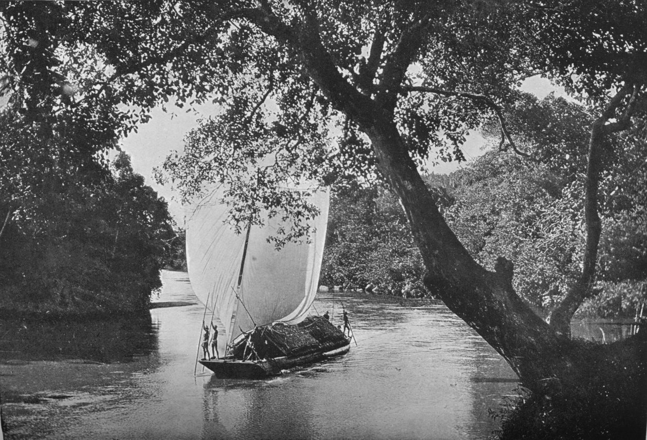 قارب باددا في الشراع الكامل ، c1890 ، 1910 بواسطة لوحة ألفريد ويليام أماندوس