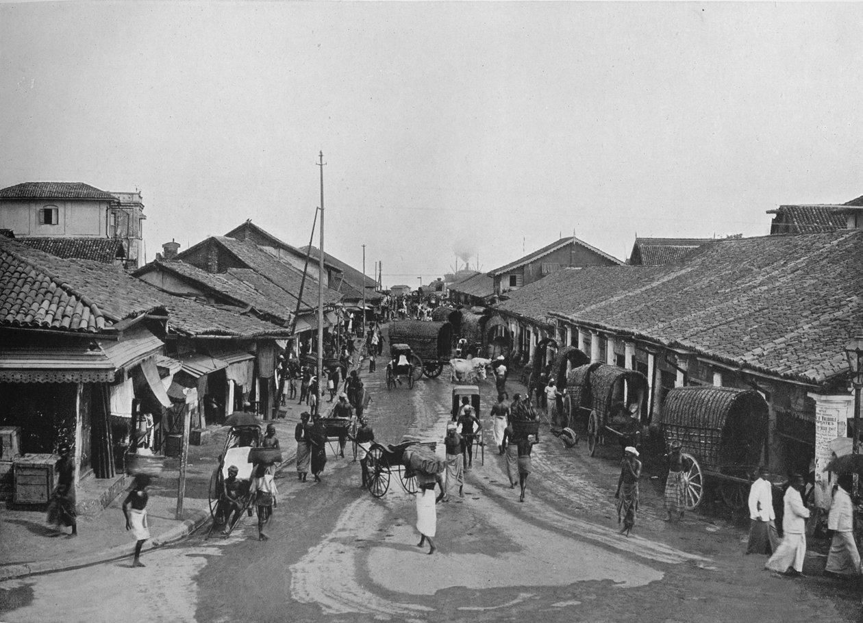 مشهد الشارع النموذجي في الأحياء الأصلية ، كولومبو ، c1890 ، 1910 بواسطة لوحة ألفريد ويليام أماندوس
